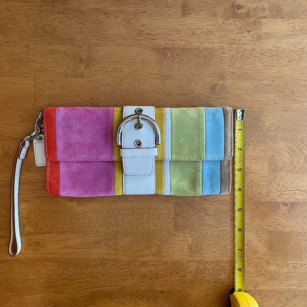 Vintage Coach rainbow suede wristlet - Picture 5 of 8